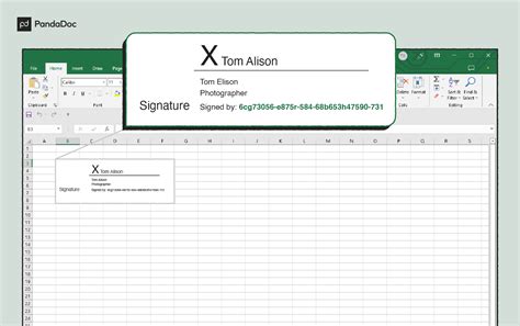 how to put a signature in excel