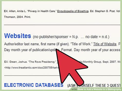 how to put a website in a bibliography