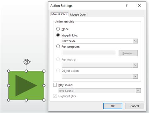 how to put action button in ppt