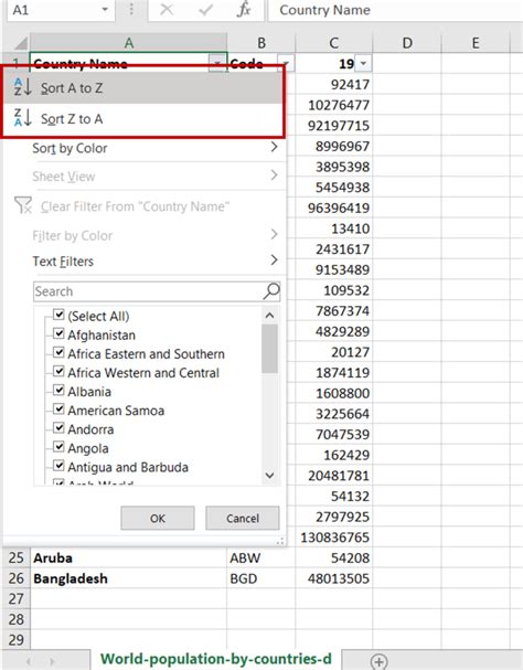 how to put alphabetically in excel