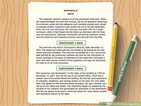 how to put appendix in paper
