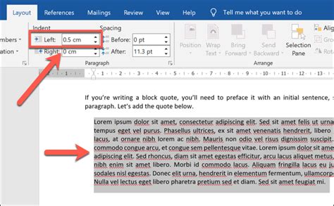 how to put block quote in word