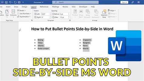 how to put bullet points side by side in microsoft word