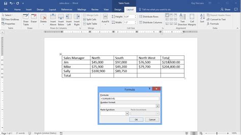 how to put calculation in word