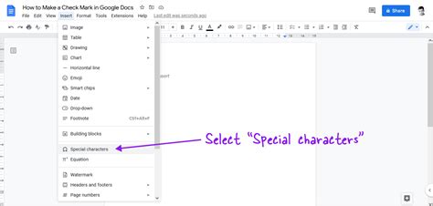 how to put checkmark on google docs