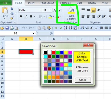 how to put color rules in excel