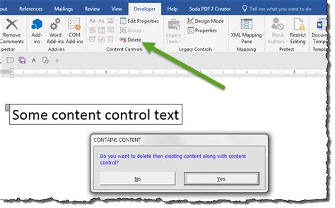 how to put content control in word