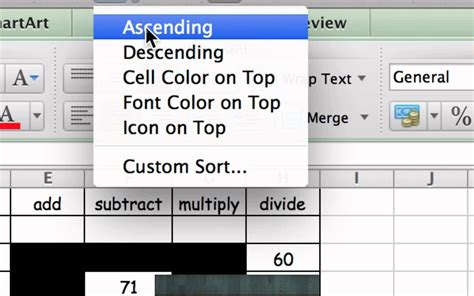 how to put data in ascending order in excel