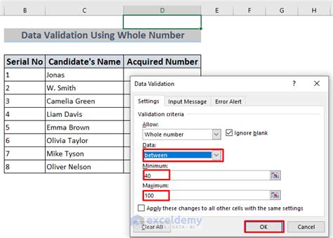 how to put data validation filter in excel