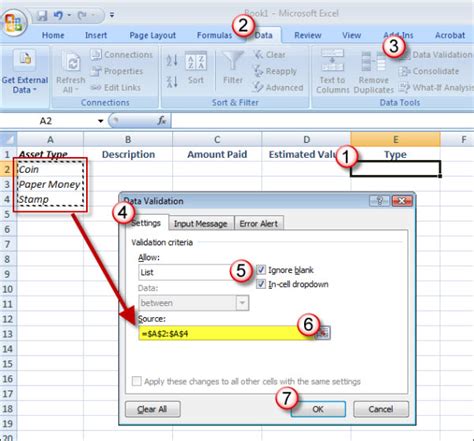 how to put data validation in excel based on another cell