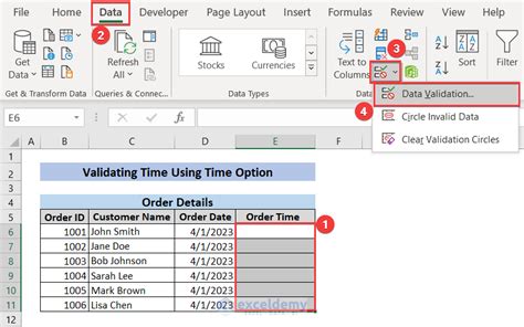 how to put date format validation in excel