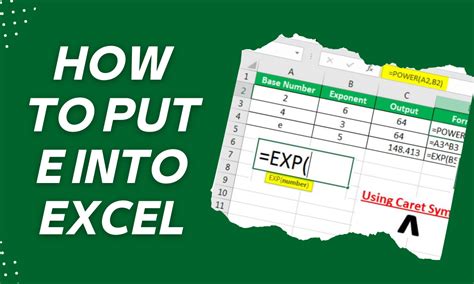how to put e into excel formula