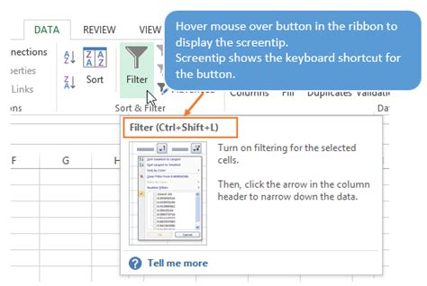 how to put filter in excel with keyboard