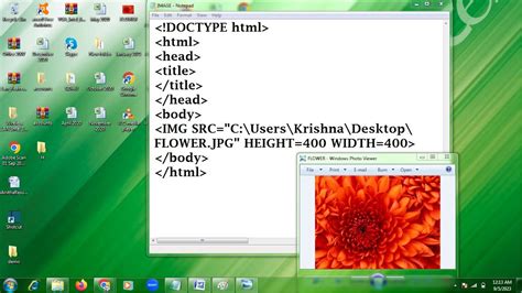 how to put image in html notepad