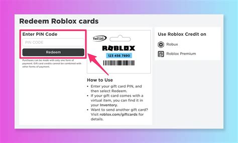 how to put in a pin code for robux