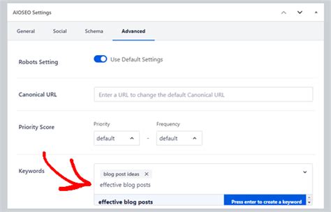 how to put keywords in wordpress