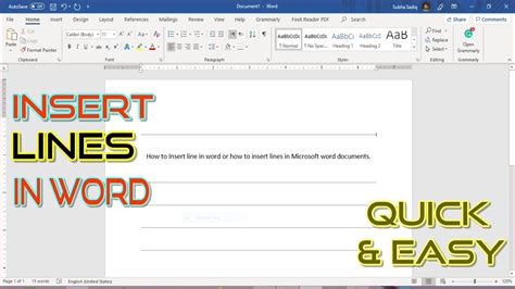 how to put line in ms word
