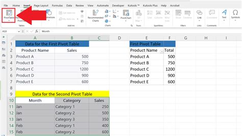 how to put multiple pivot tables on one sheet in excel