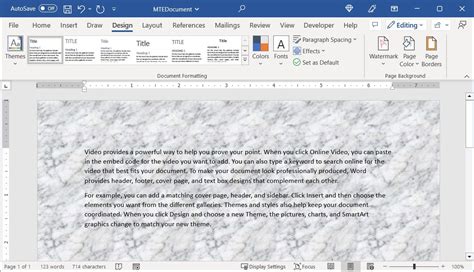 how to put page background in word