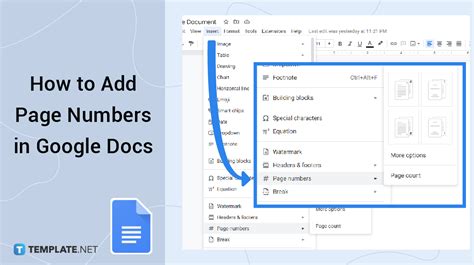 how to put page numbers on google docs