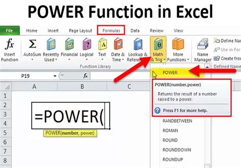 how to put power of 2 in excel