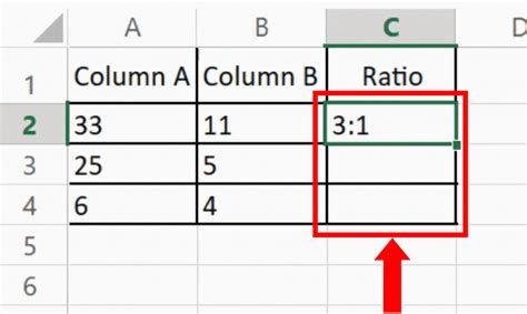 how to put ratio format in excel