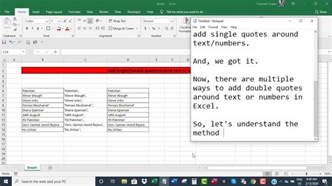 how to put single quotes in excel