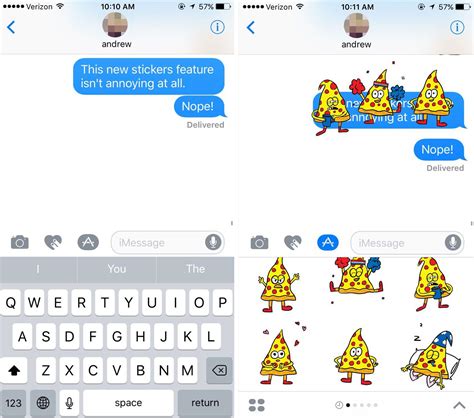 how to put stickers over text imessage
