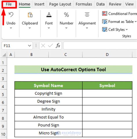 how to put symbols in excel without formula