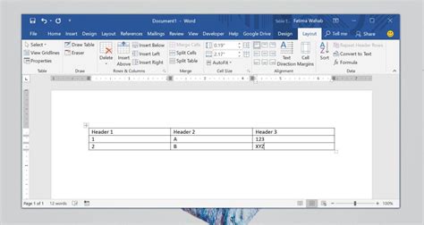 how to put text at the bottom of a table in word