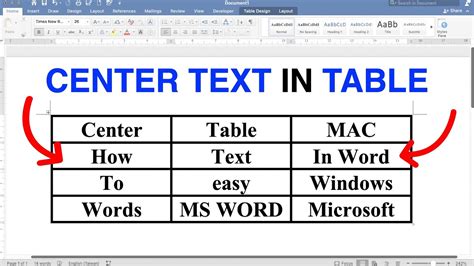 how to put text at the top of a table in word