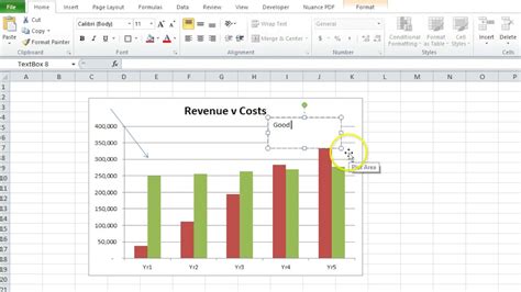 how to put text in excel graph