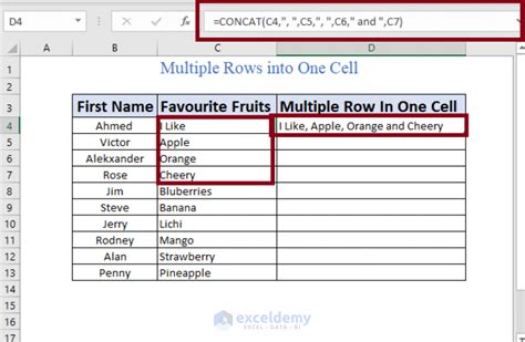 how to put two rows in one cell excel