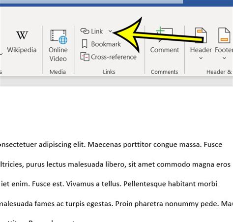 how to put url link in word