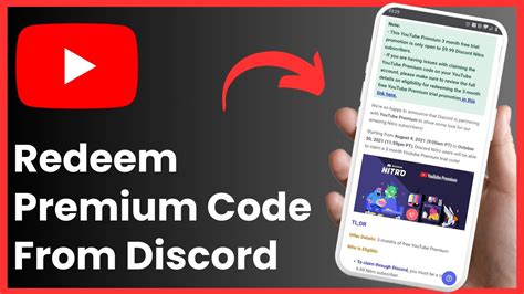 how to put youtube premium code from discord
