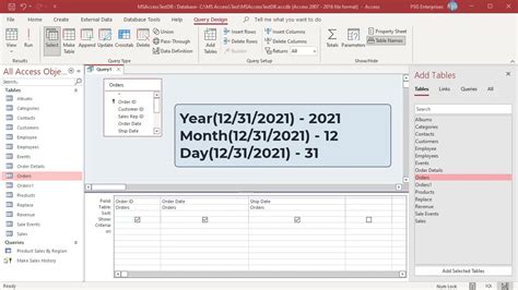 how to query a date in access