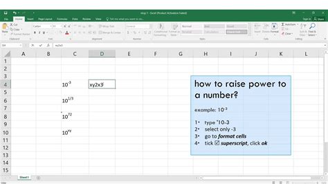 how to raise a number to an exponent in excel