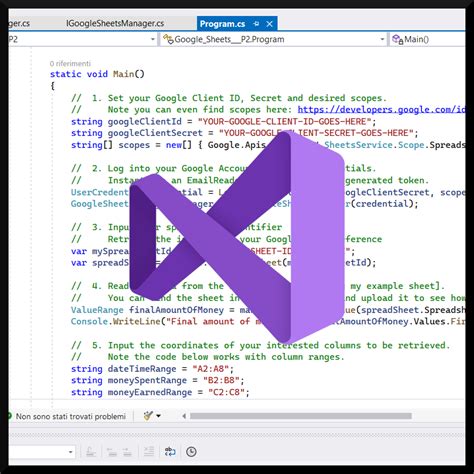 how to read data from google spreadsheet using c#
