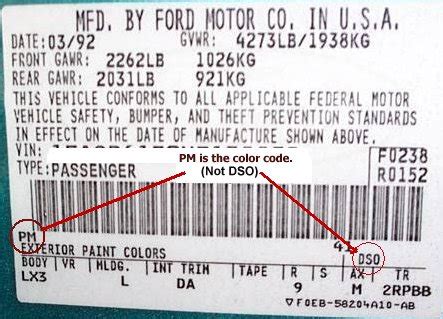 how to read paint code on ford