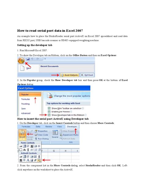 how to read serial port data in excel 2016