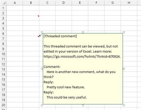 how to read threaded comment in excel