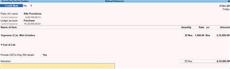 how to record debit note in tally prime
