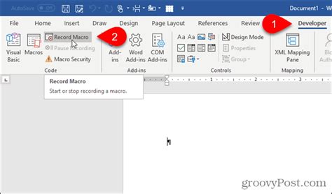 how to record macro in word 2016
