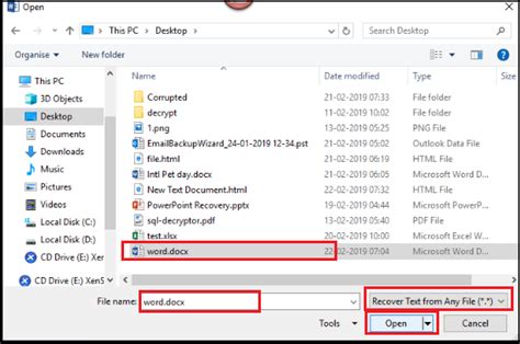how to recover text in word document