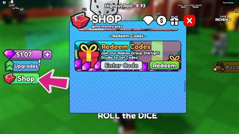 how to redeem codes on roblox dice