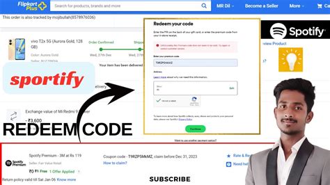 how to redeem flipkart spotify premium code