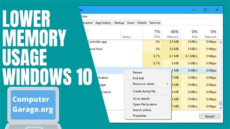 how to reduce memory usage windows 10