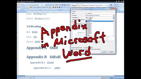 how to reference an appendix in a word document