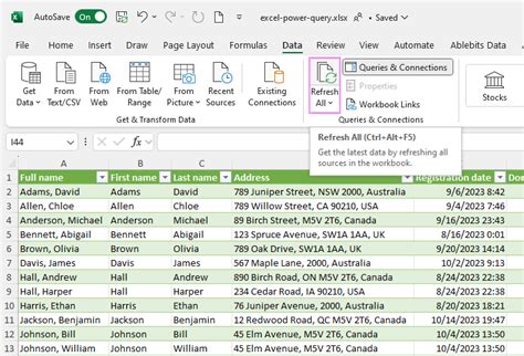 how to refresh power query in excel