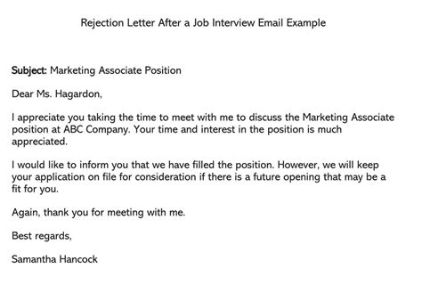 how to reject an interview candidate